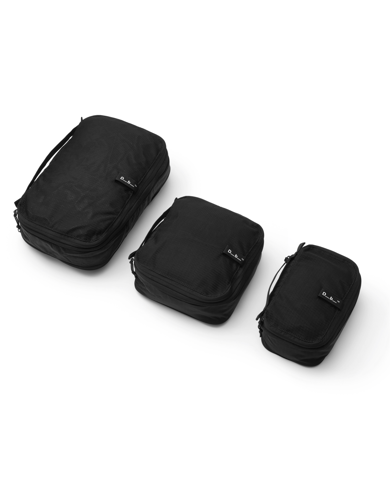 Svart Db Packing Cube-sett med tre pakkekuber